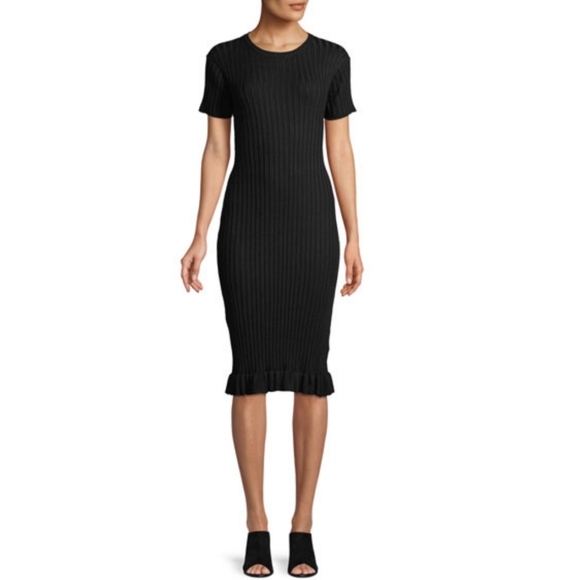 John + Jenn Judith Ribbed Ruffle Trim Dress, Red - Picture 3 of 8